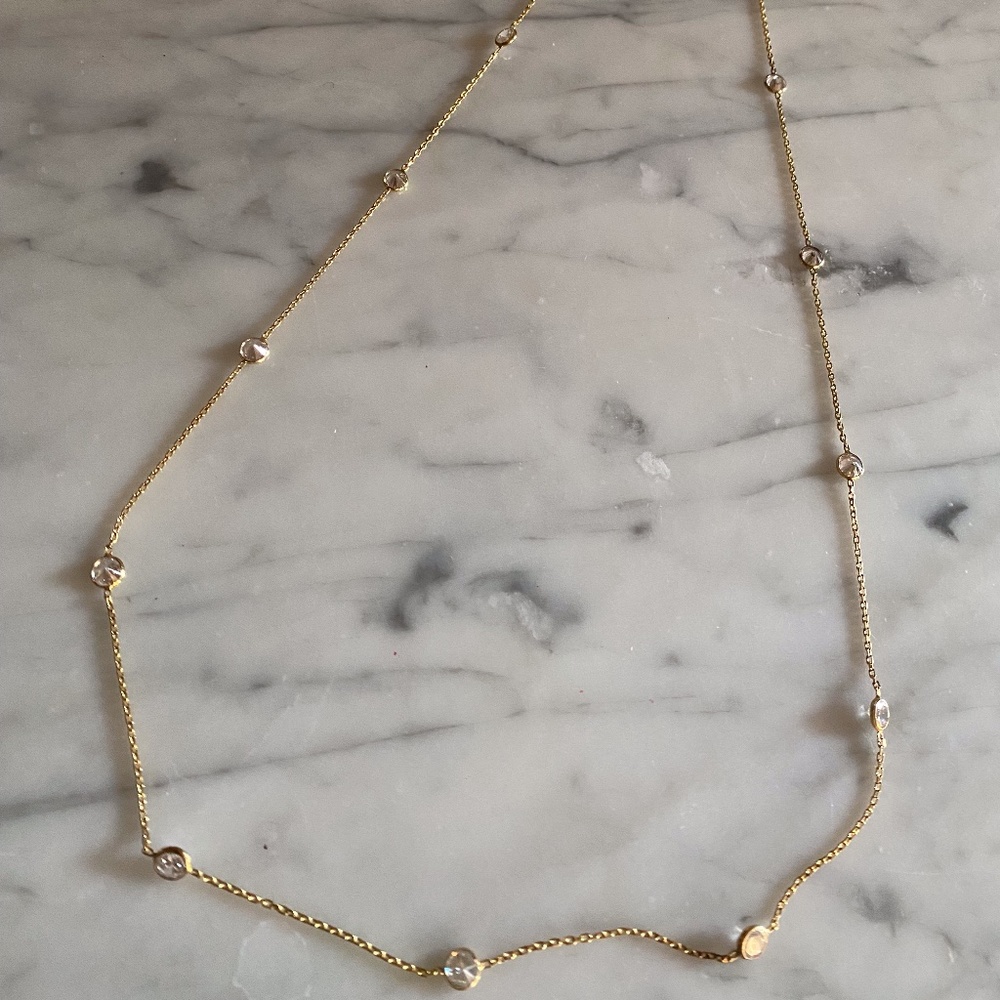 beautiful long crystal and gold chain